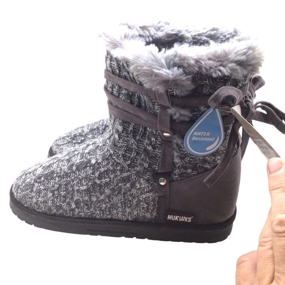 Muk Luks Womens Heather Grey Camilla Sweater Water Resistant Winter Boot Size 9 - Picture 7 of 12